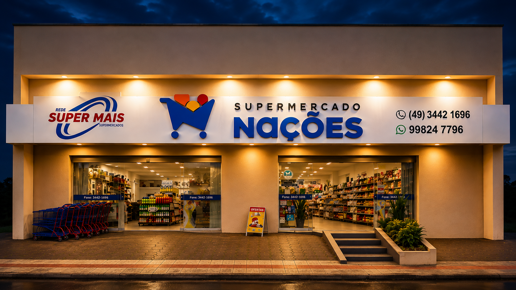 Fachada do Supermercado Nações