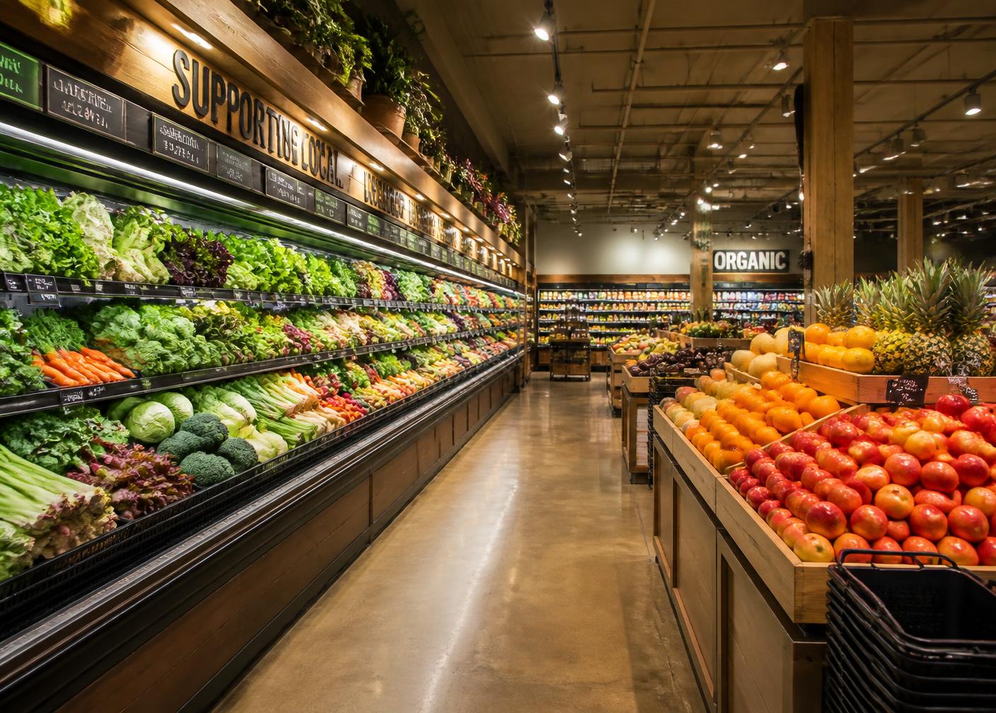 Corredor de hortifruti do Supermercado Nações
